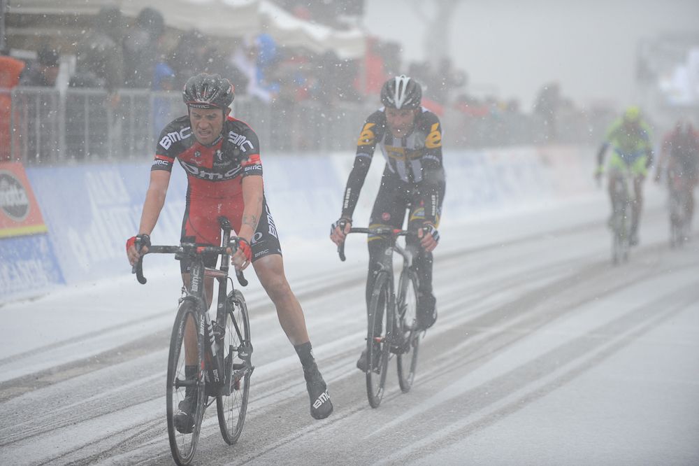 Riders needed a little extra traction at the finish.