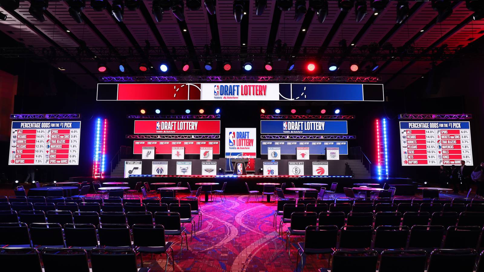 The NBA Draft lottery stage.
