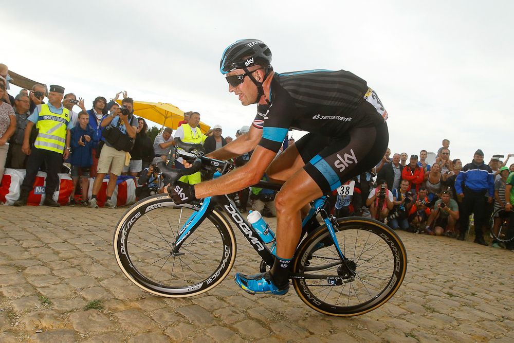 Ian Stannard takes a corner during stage 4 of the 2015 Tour de France.