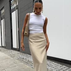 woman wearing camel-colored outfit summer 2025