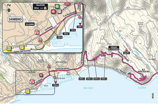 Finish map of the 2015 Milano-Sanremo