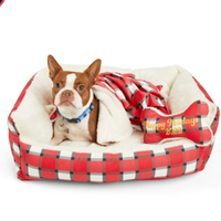 More and Merrier 3-piece Check Dog Bed Gift Set| Was $34.99,