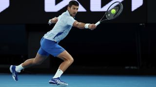Novak Djokovic at the Australian Open in his first-round game against Dino Prizmic