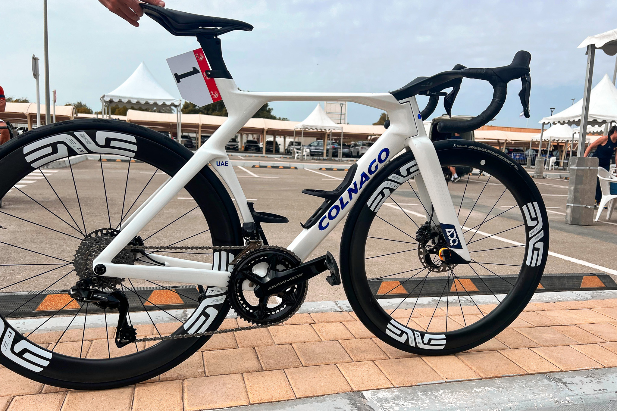 Detail photos of Elisa Longo Borghini's Colnago Y1Rs at the UAE Tour Women 2025