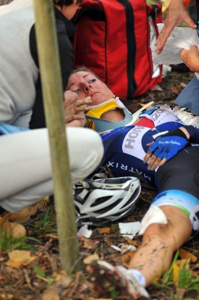 Briton Gabby Day had a serious crash and was taken to the hospital