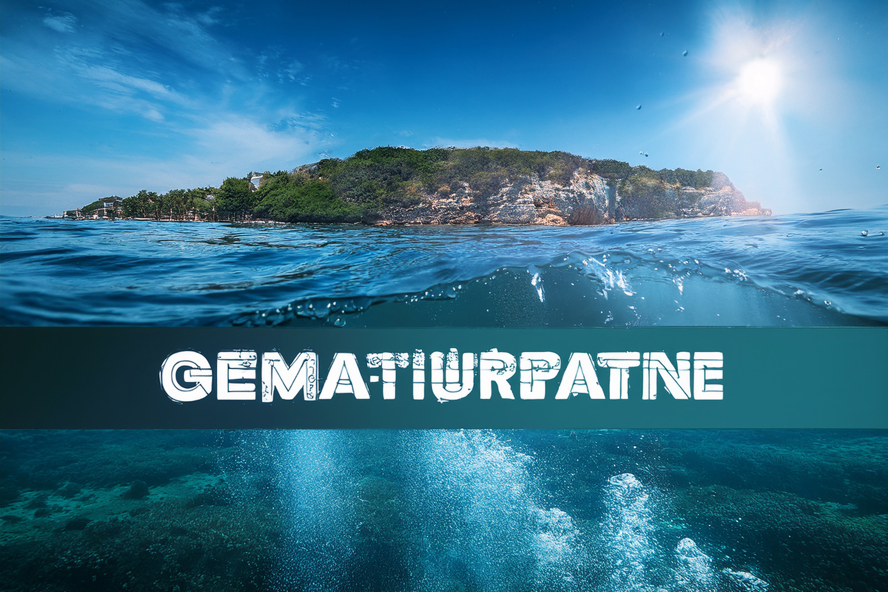An image of the ocean with garbled Adobe Photoshop Firefly AI text, based on the prompt "generate me an article banner showing the Photoshop logo sinking into the ocean." The text inexplicably reads "gematiurpatne."