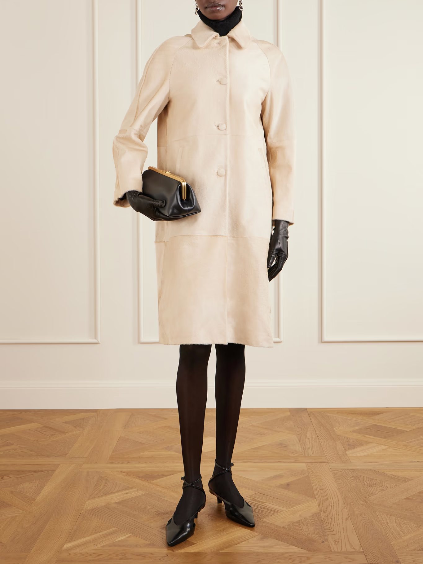 Nour Hammour, Paneled Calf Hair Coat