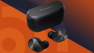 Technics wireless earbuds on a colorful background with the TechRadar logo