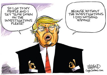Political Cartoon U.S. Trump investigations coronavirus testing