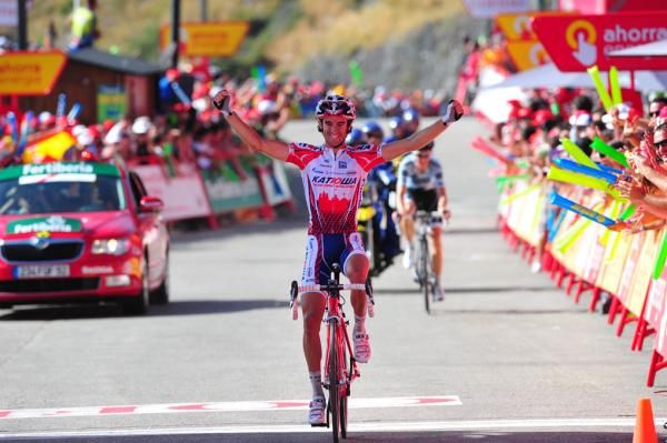 Daniel Moreno (Katusha) celebrates a fine win.
