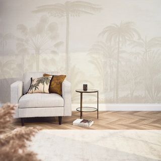 I Love Wallpaper Etched Palms Mural in Neutral