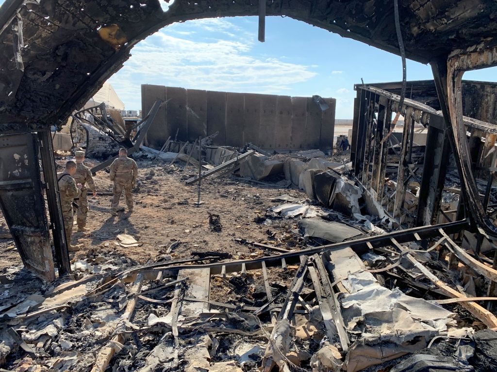 Debris from the Iranian missile attack at al-Asad air base.