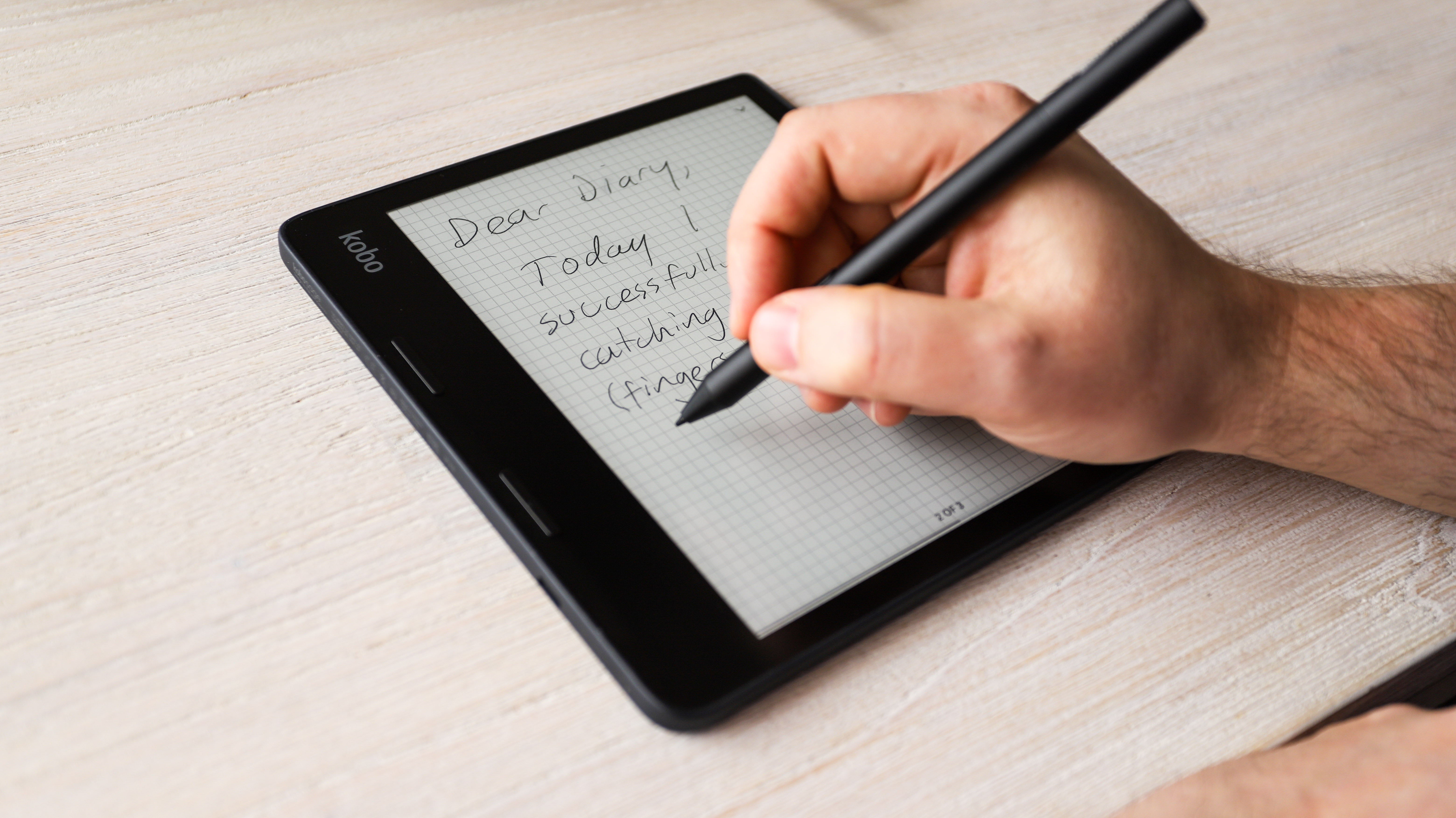 Writing with the stylus on the Kobo Sage