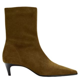 Zara Split Suede Kitten Heel Ankle Boots