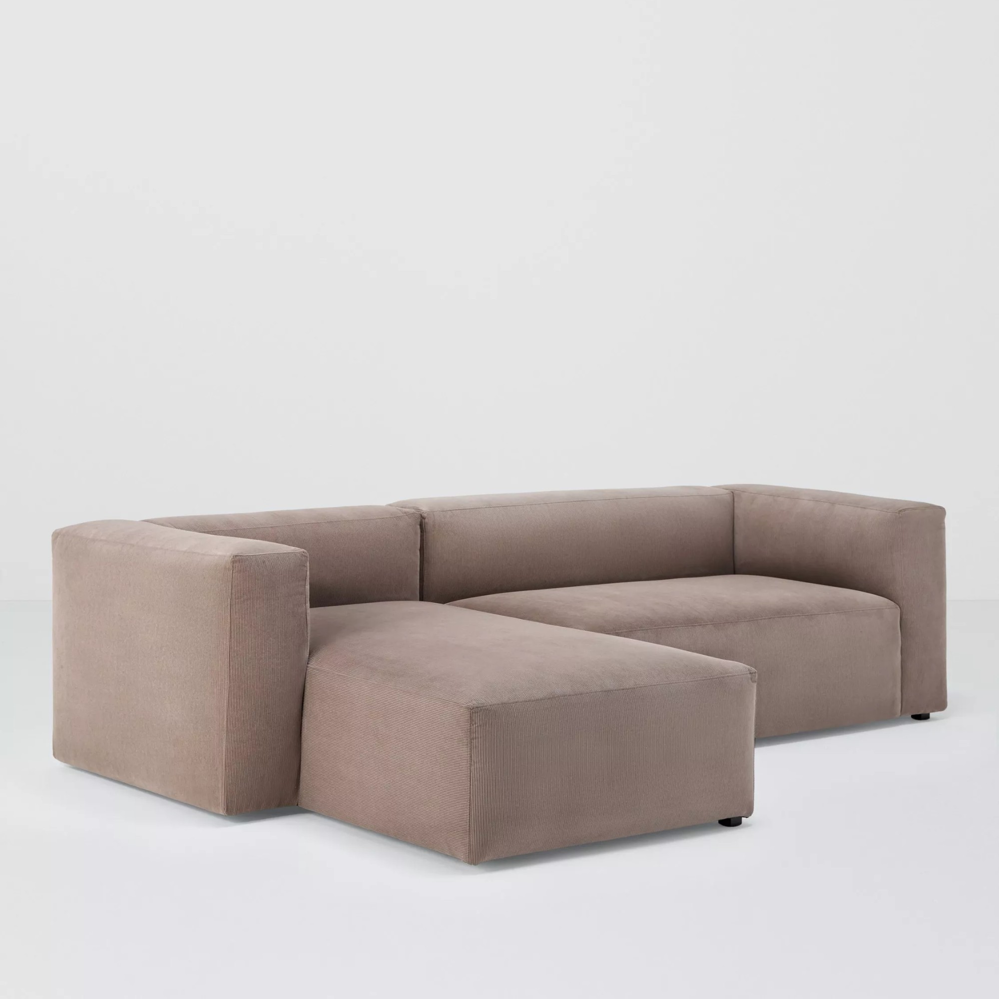 John Lewis Anyday Bloc LHF Chaise End Sofa, Latte Mini Cord