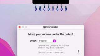 Notchmeister app with festive lights