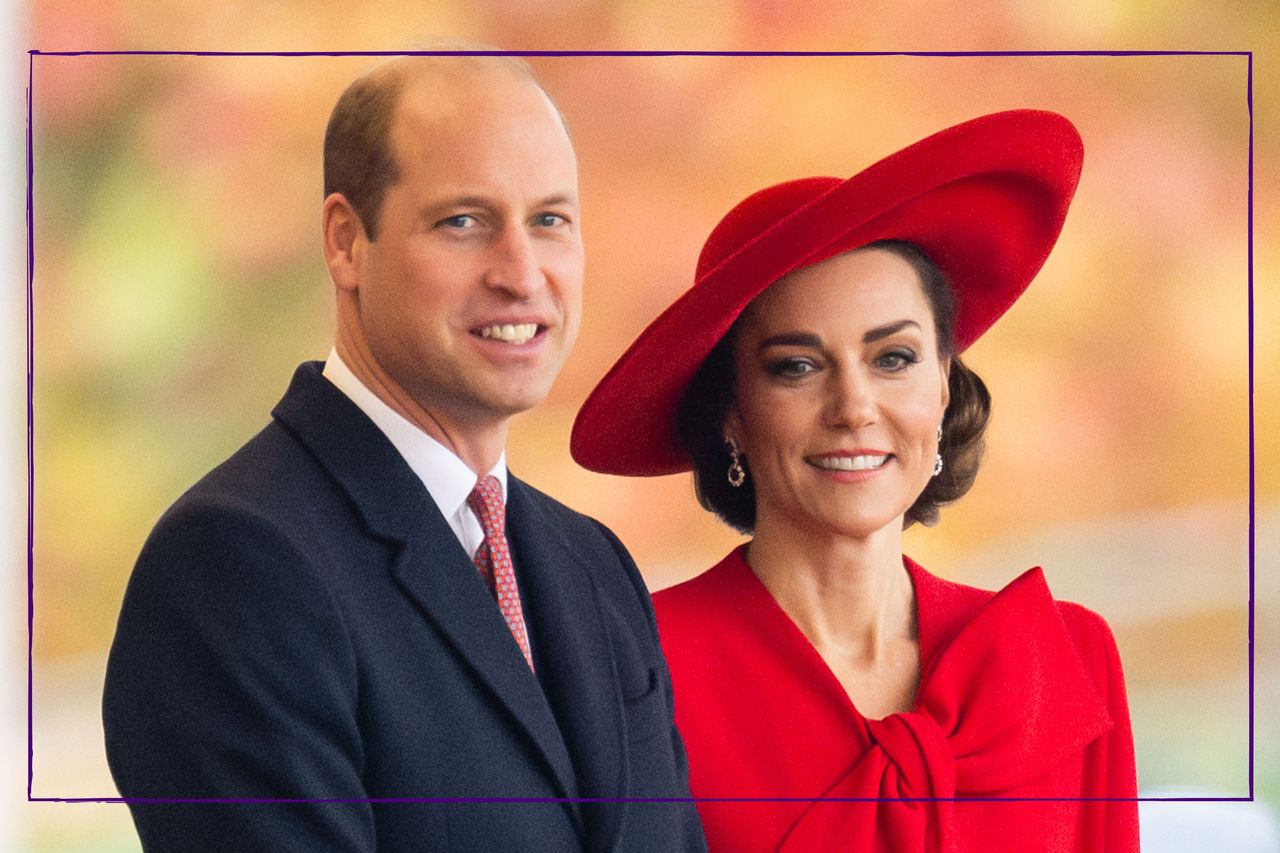 Prince William and Kate Middleton attend a ceremonial welcome for The President and the First Lady of the Republic of Korea at Horse Guards Parade on November 21, 2023 in London