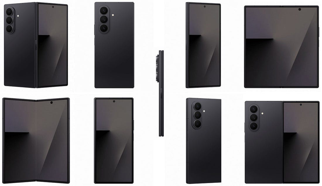 Alleged renders of the Samsung Galaxy Z Fold 7 in black