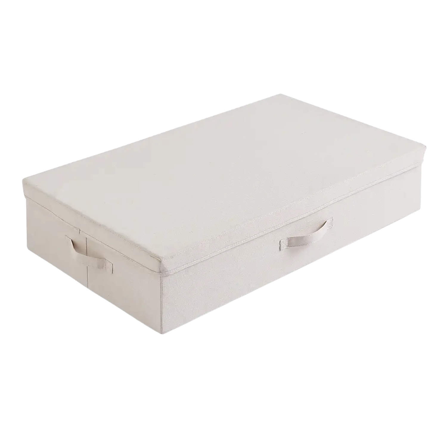 A fabric underbed storage box
