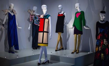 Yves Saint Laurent clothes displayed on mannequins