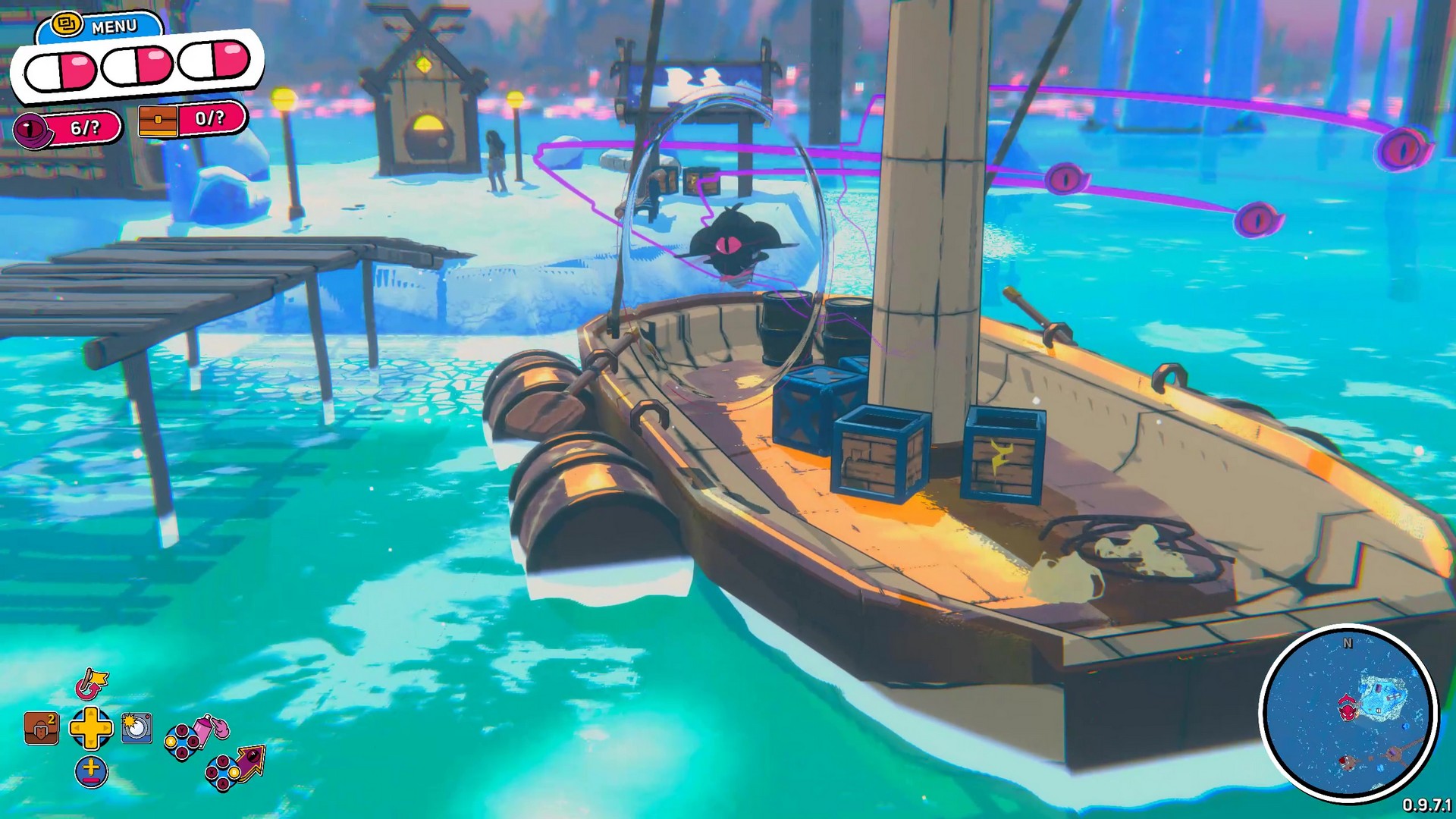 Beebz spins in drill form in Demon Tides off a boat on an icy island