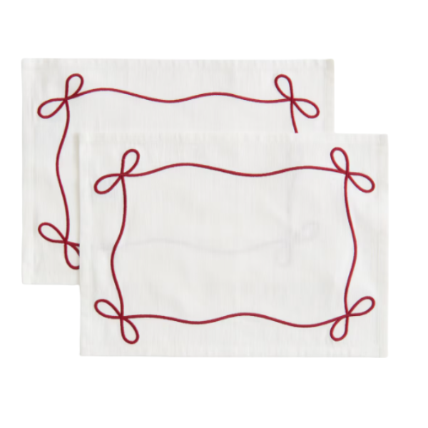 Embroidered Linen-Blend Placemats