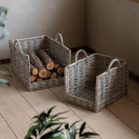 Cedar &amp;amp; Sage Set of 2 Corte Log Baskets