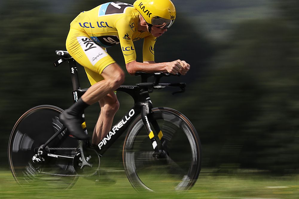 Chris Froome (Sky) used a full TT rig for the mountain test