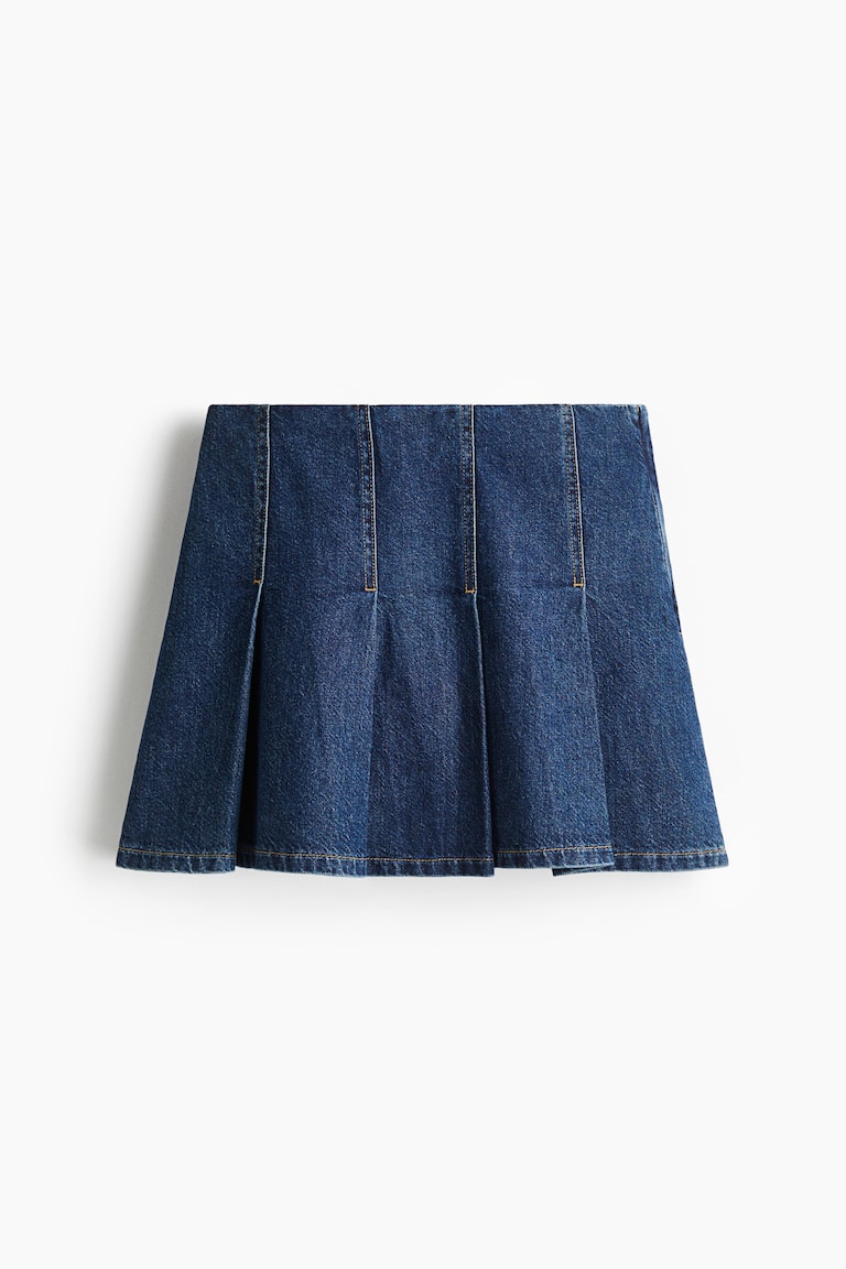 Pleated Denim Skirt