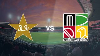 A cricket pitch with the Pakistan and Zimbabwe logos on top, for the Pakistan vs Zimbabwe live stream of the T20 World Cup
