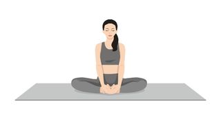 Vector woman performing butterfly pose on yoga mat white background