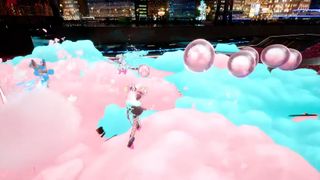 Foamstars trailer screenshot featuring colorful foam and fighters.