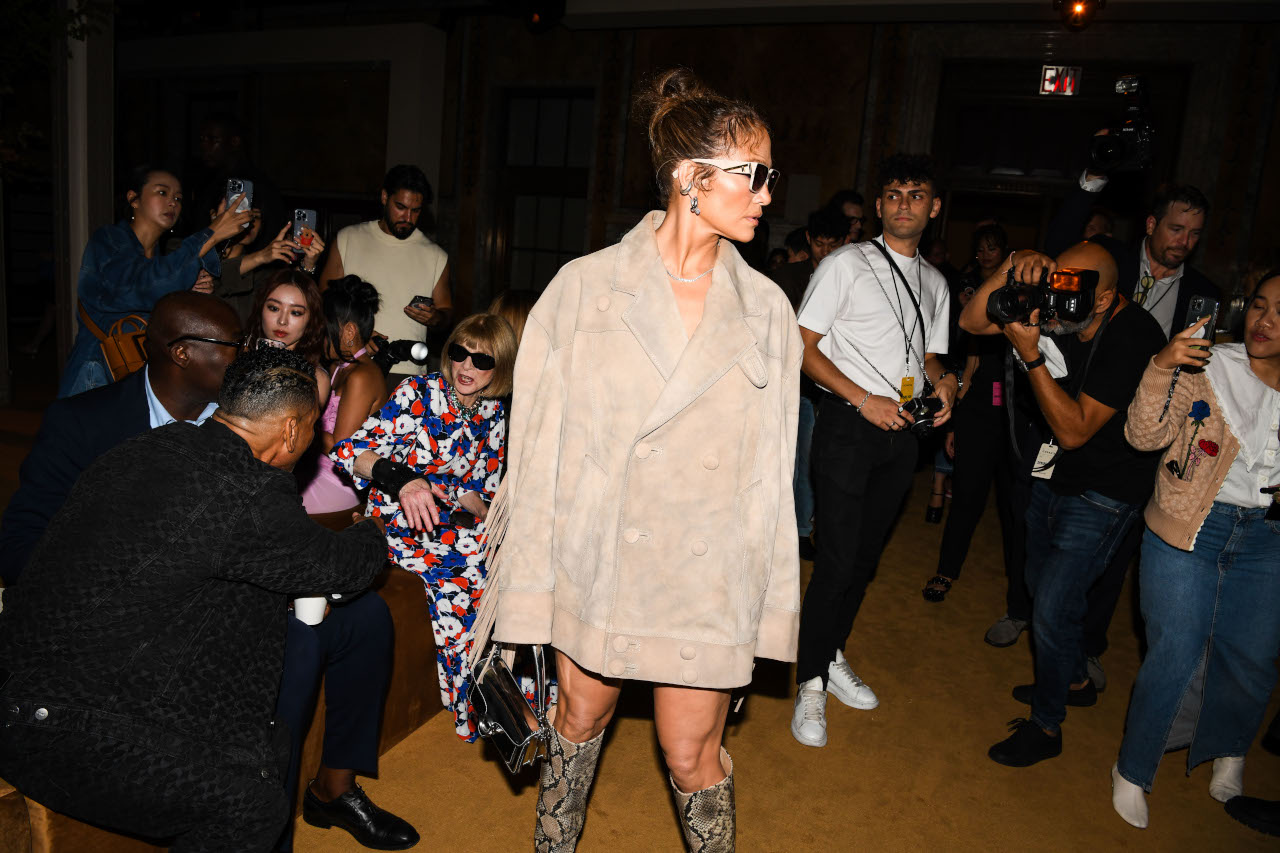 Jennifer Lopez at the COACH Spring 2024 Ready To Wear Runway Show and dinner event at the New York Public Library (NYPL) on September 7, 2023 in New York, New York.