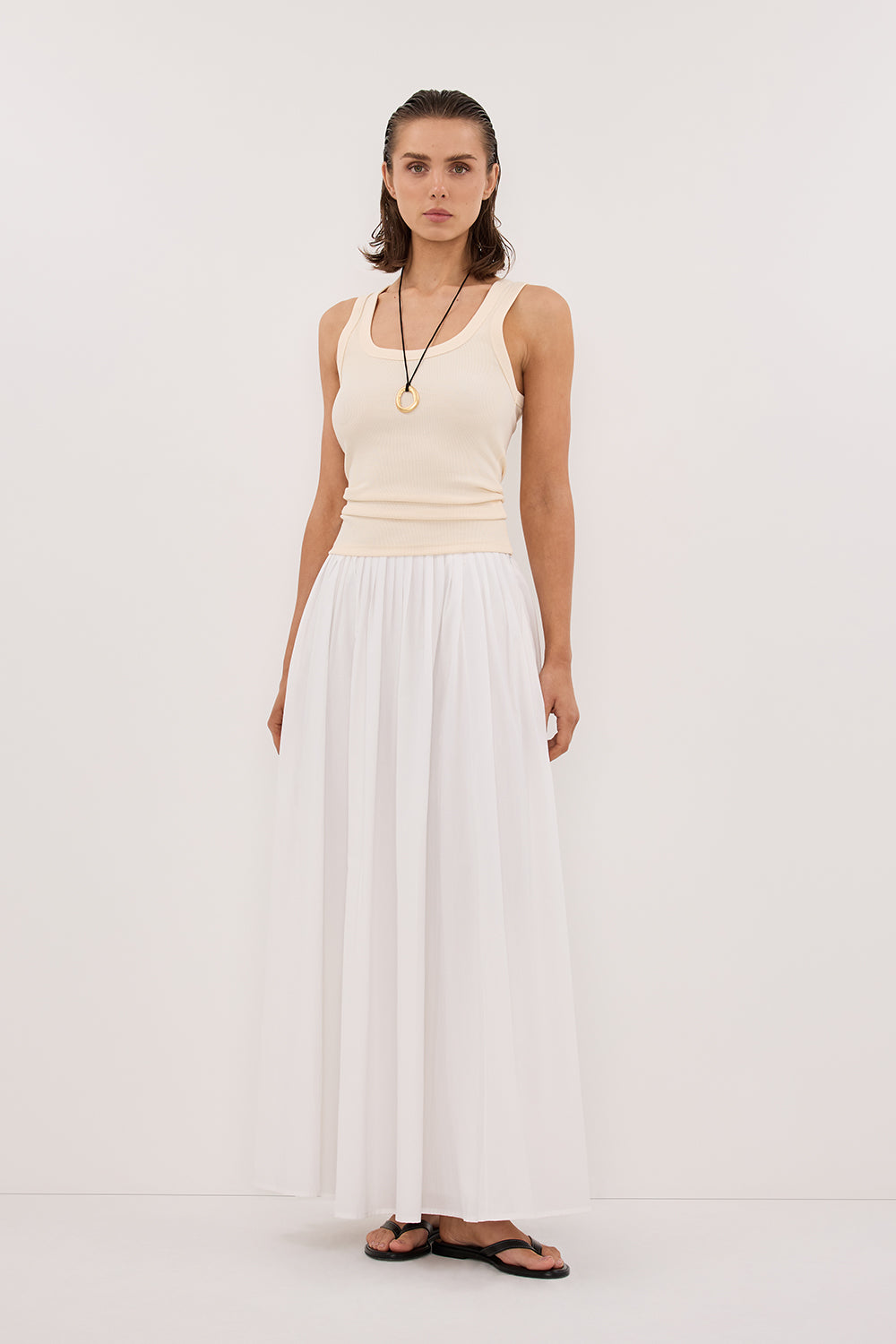 Clara Sandstone Scoop Neck Tank Top - Xs / Sandstone