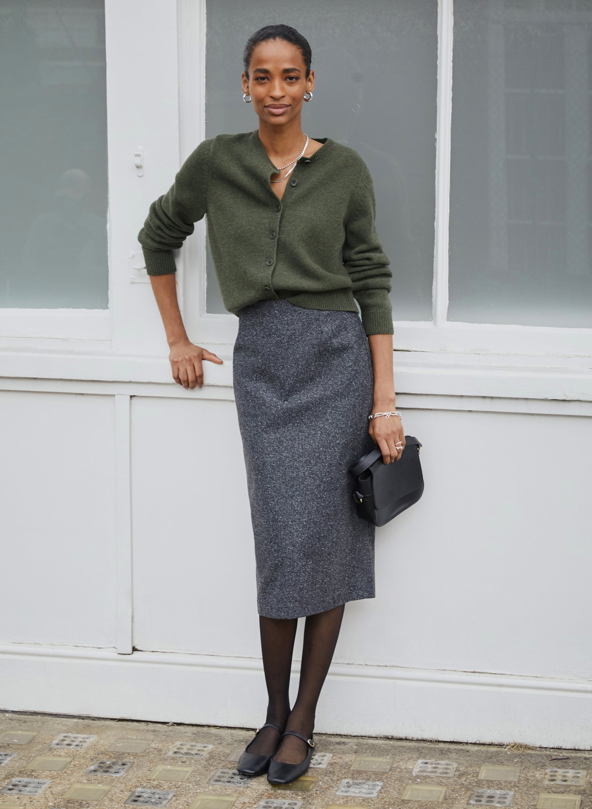 Eliza Wool Blend Tailored Pencil skirt