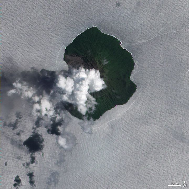 Plume of gas rising above Tinakula.