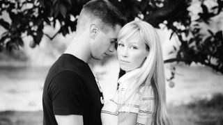 Keith and Sherri Papini in a black-and-white photo, from Hulu's 'Perfect Wife: The Mysterious Disappearance of Sherri Papini.'