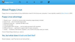 Website screenshot from Puppy Linux (November 2024)