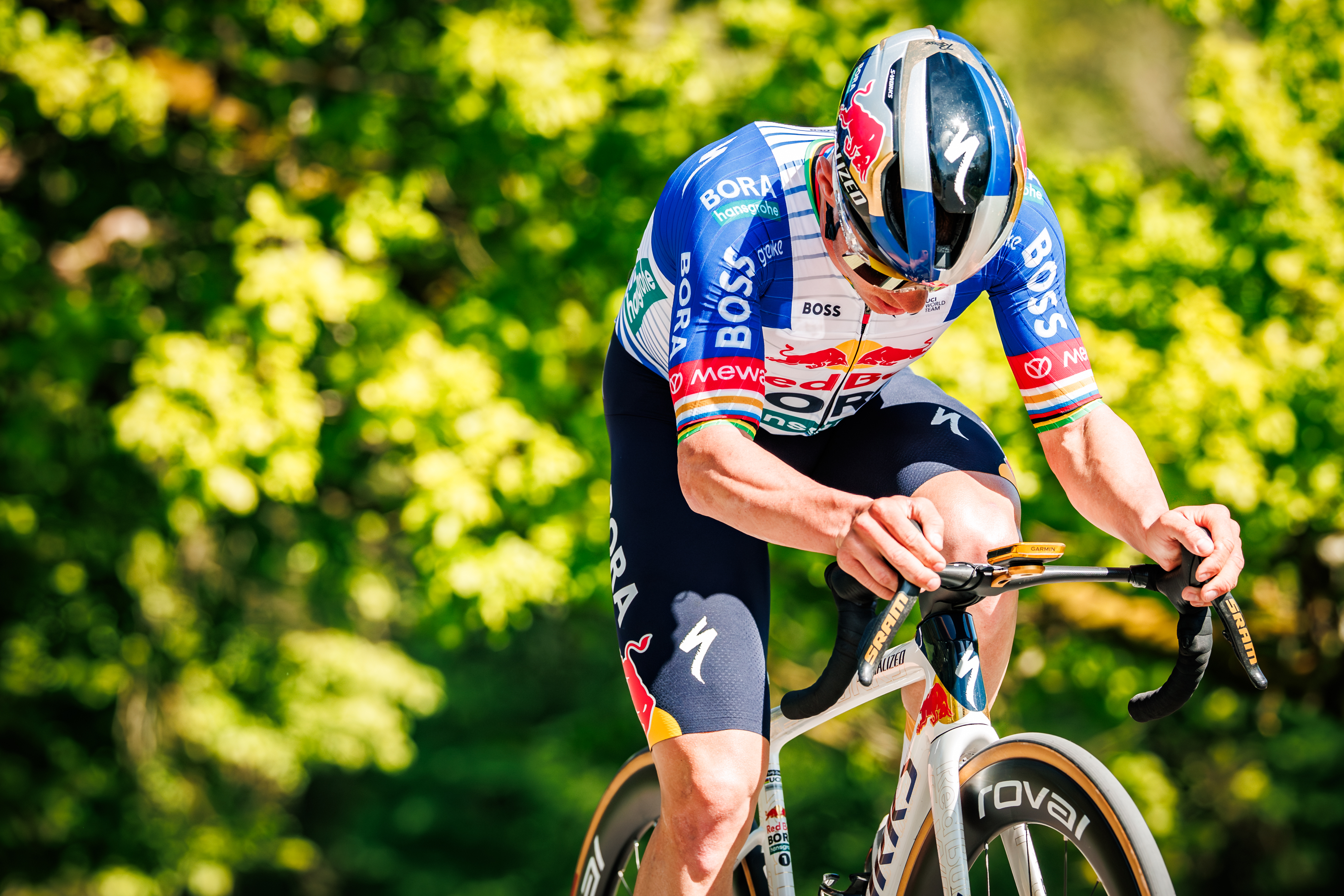 Remco Evenepoel riding in Liege Bastogne Liege 2026