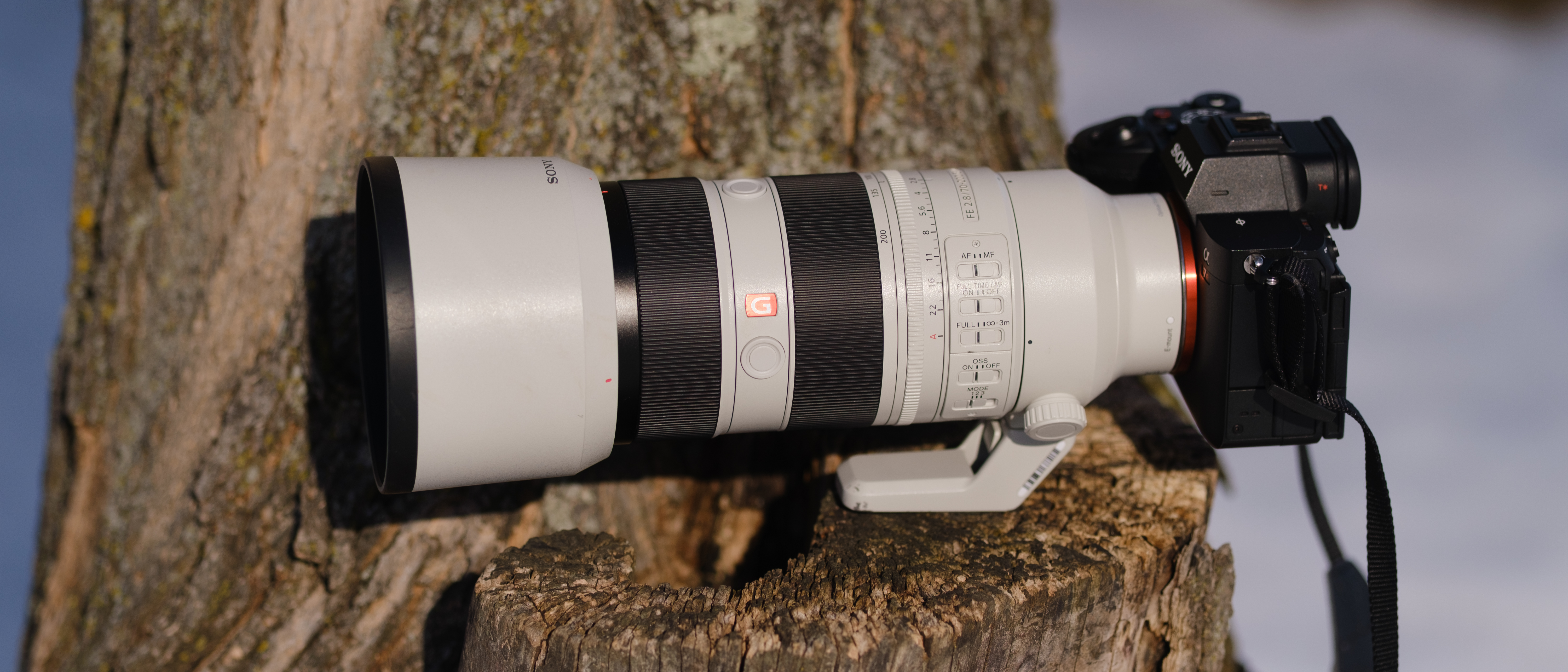 The Sony 70-200mm f/2.8 GM OSS II lens on the Sony A7R V