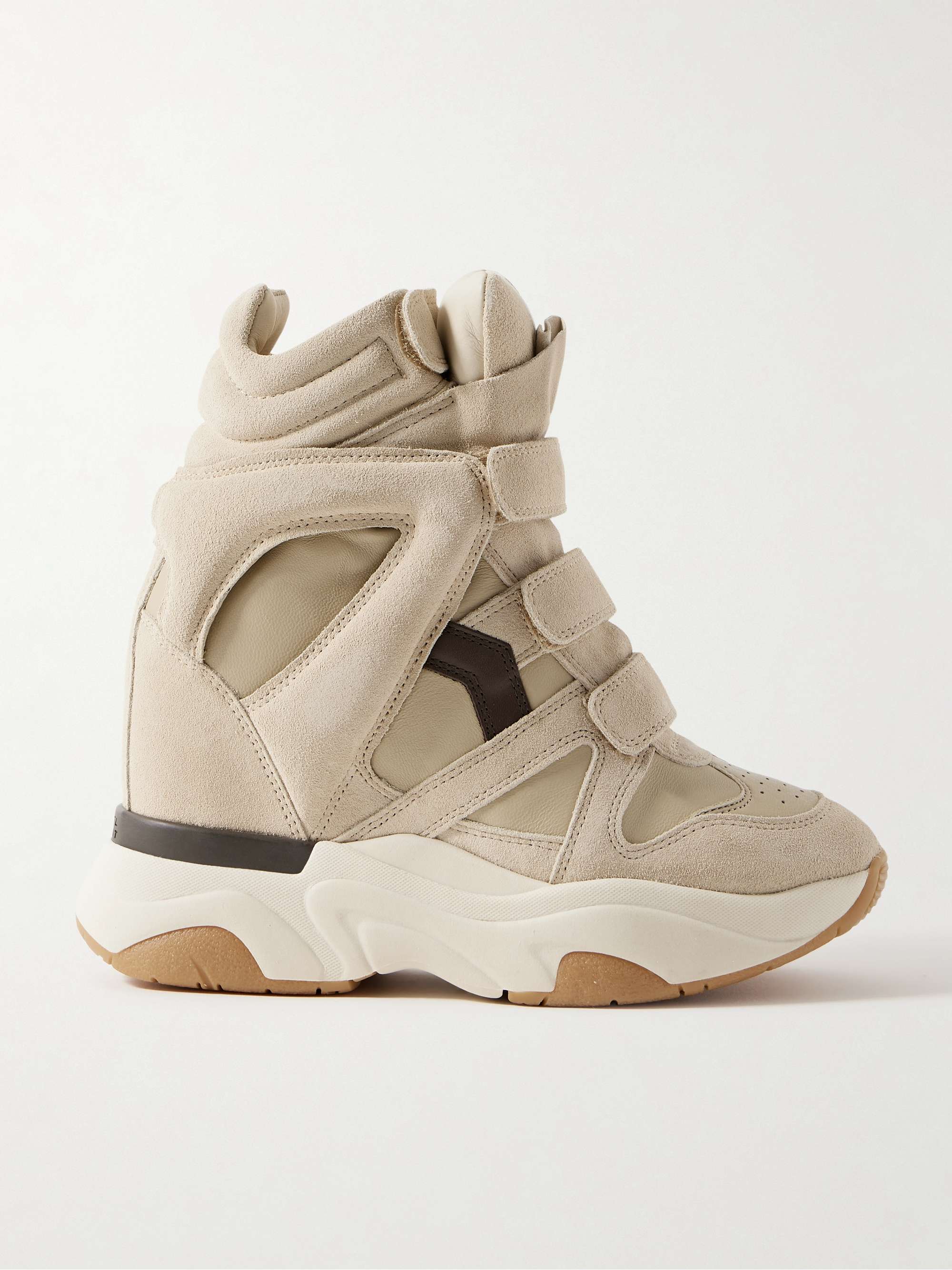 Balskee Leather and Suede High-Top Wedge Sneakers