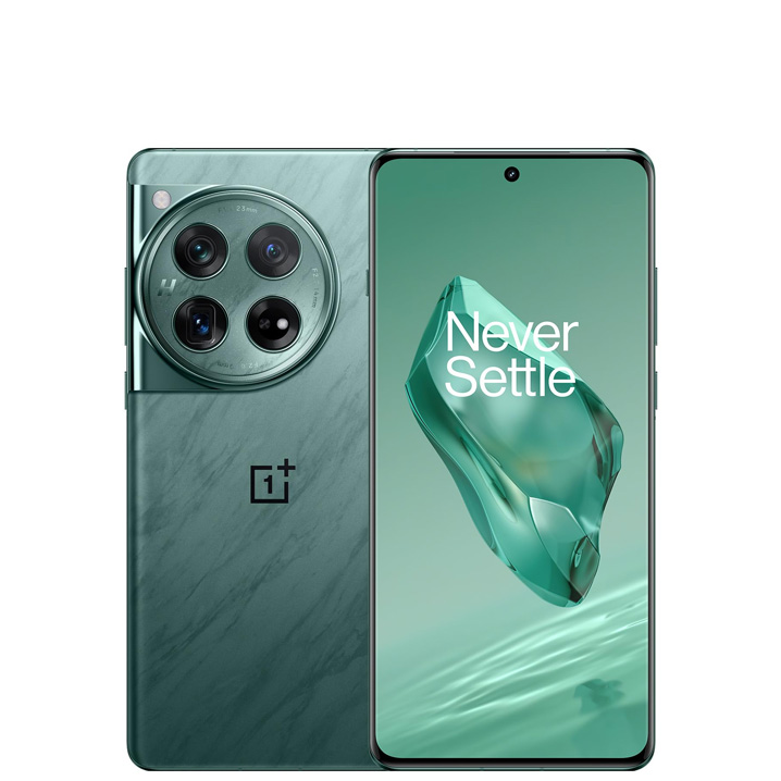 A product render of the OnePlus 12 in green