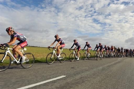 The Silence-Lotto team leads the chase in Paris-Tours.