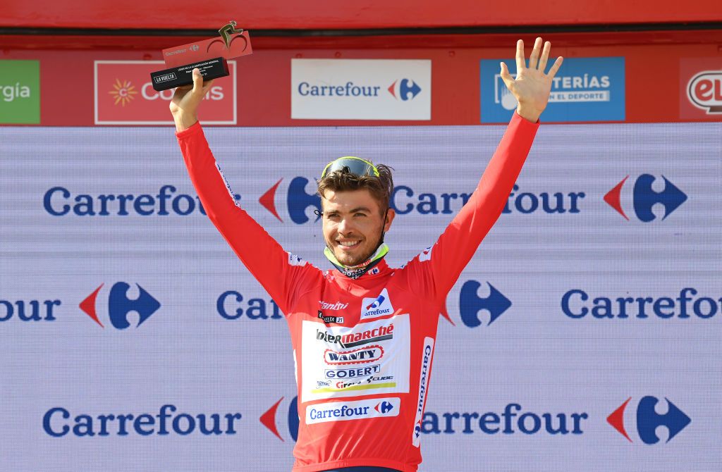 VILLANUEVA DE LA SERENA SPAIN AUGUST 27 during the 76th Tour of Spain 2021 Stage 13 a 2037km stage from Belmez to Villanueva de la Serena lavuelta LaVuelta21 on August 27 2021 in Villanueva de la Serena Spain Photo by Stuart FranklinGetty Images