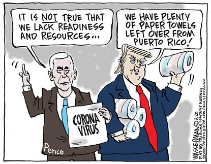 Political Cartoon U.S. coronavirus Pence Trump Puerto Rico resources