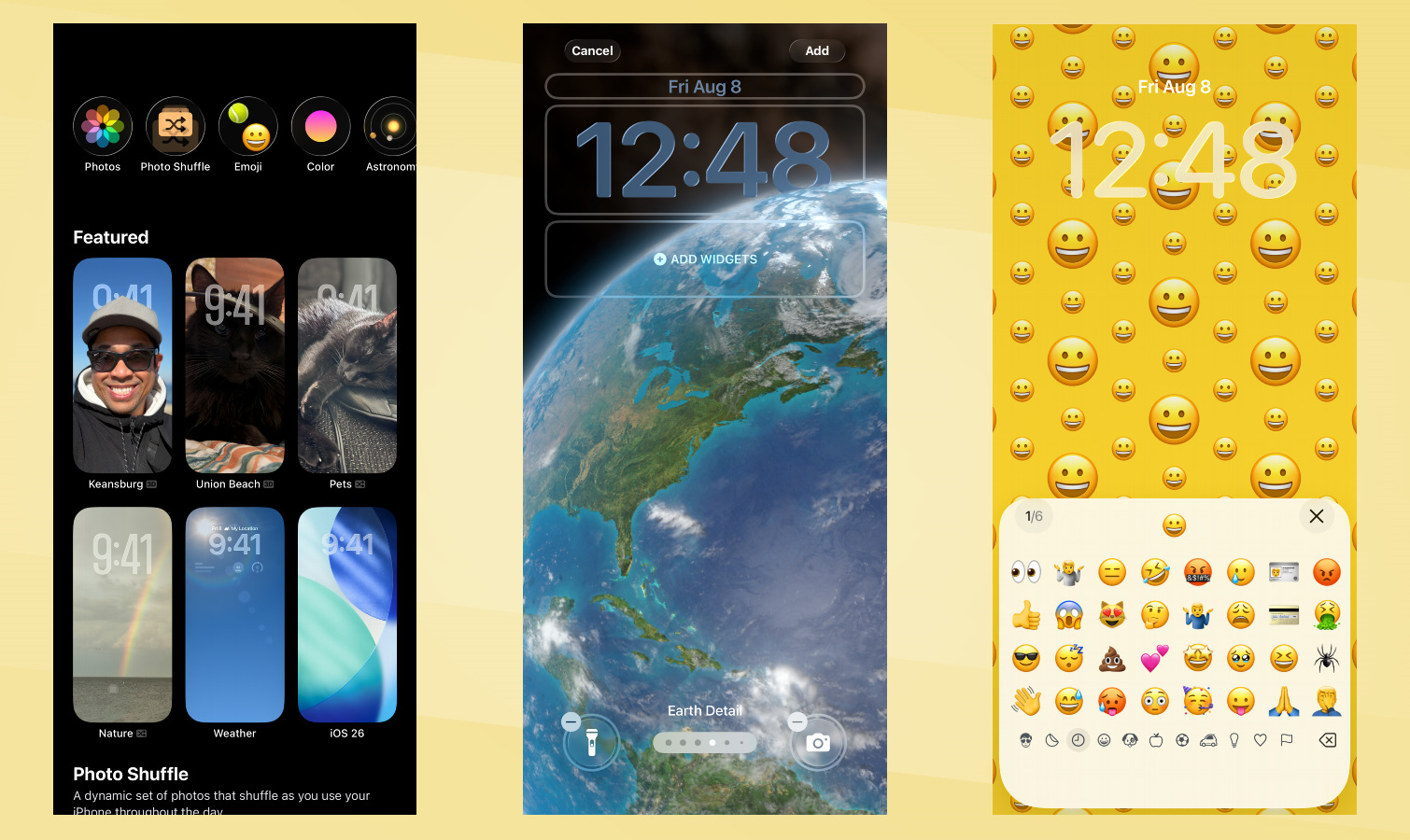Screen shots of iOS 26 vs Android 16 Lock Screen Face Off.