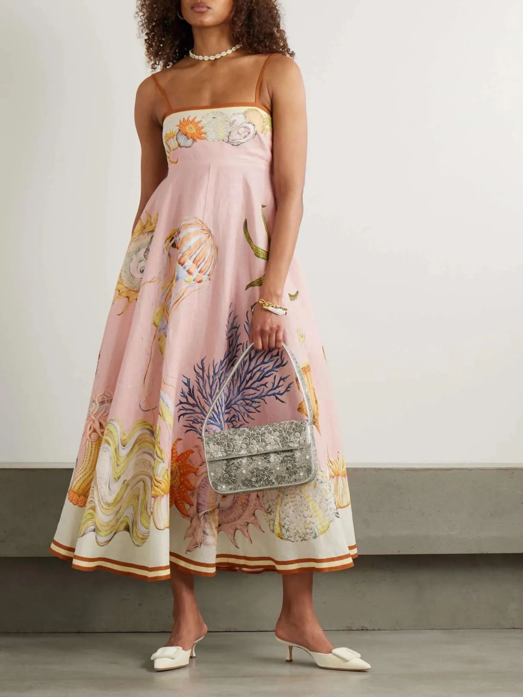 + Sam Pauletto Nereids Shirred Printed Linen-Gauze Midi Dress