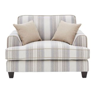 stripped armchair with cushion and white background