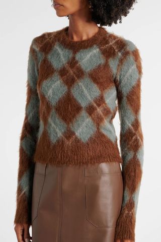 Ami Paris Argyle alpaca and mohair-blend sweater