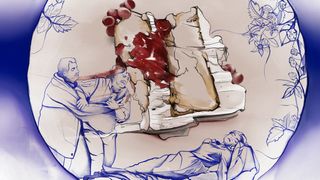 digital illustration of a cake on a plate